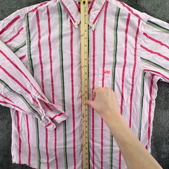 Think Pink Button Up Shirt Men Pink Striped Long Sleeve Italy Made Size 41 (16) - Picture 3 of 13
